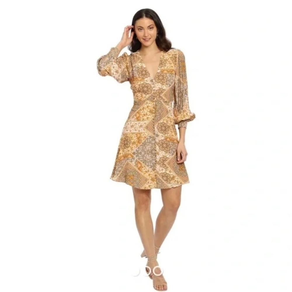 Kachel x Anthropologie Ida Button Front Dress in Yellow Brick Size 4